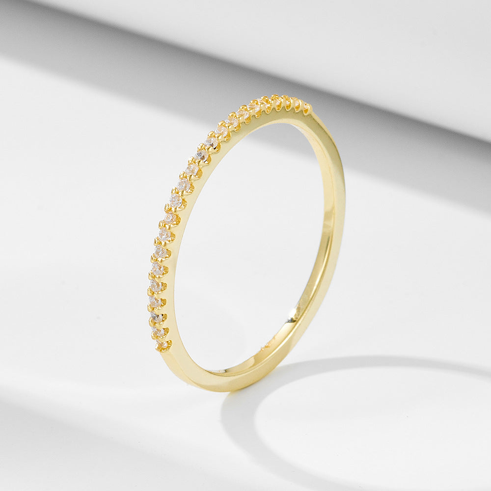 Half-Eternity Simulated Diamond 925 Sterling Silver Stackable Ring