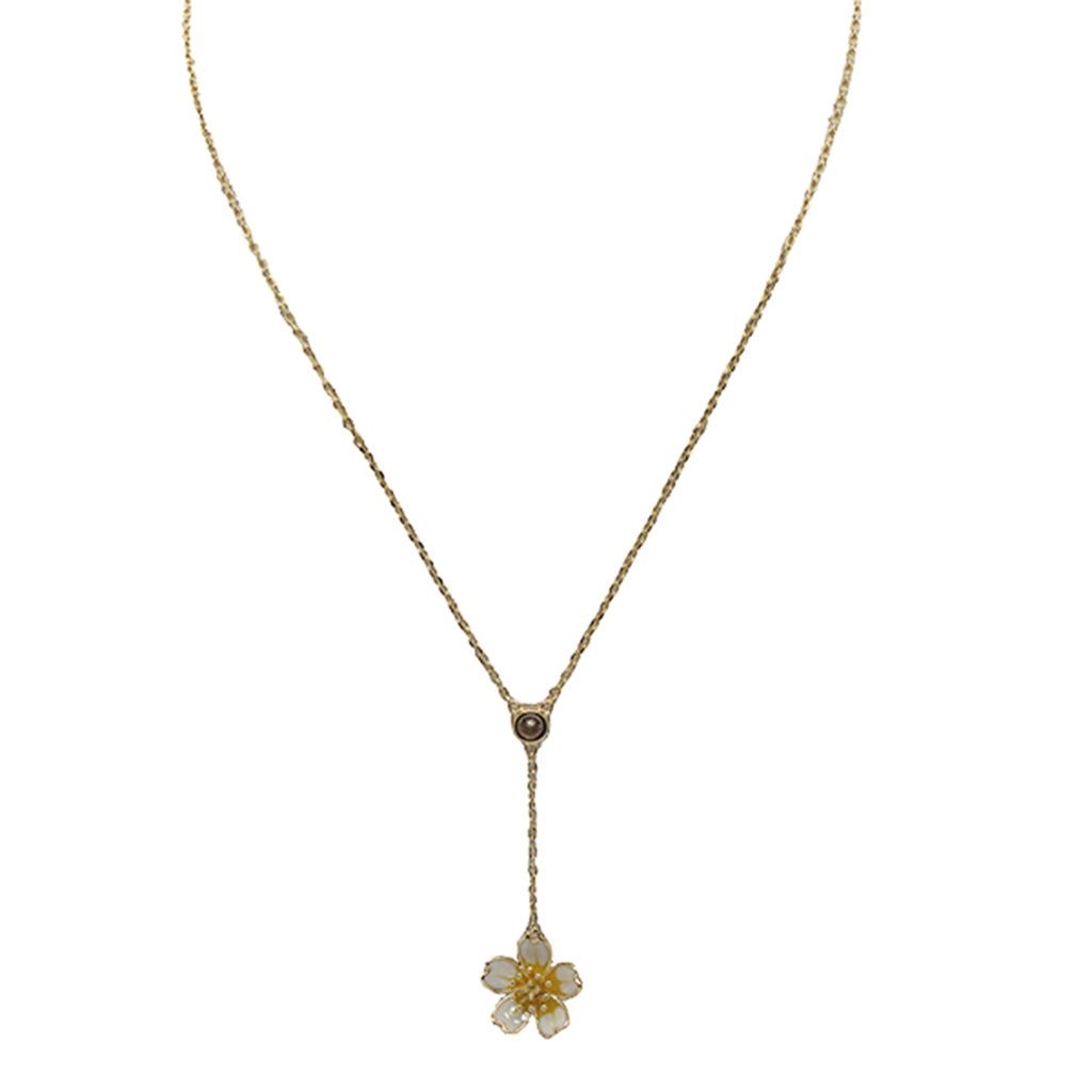 S925 Silver Fashion Flower Y‑Shape Tassel Collarbone Necklace