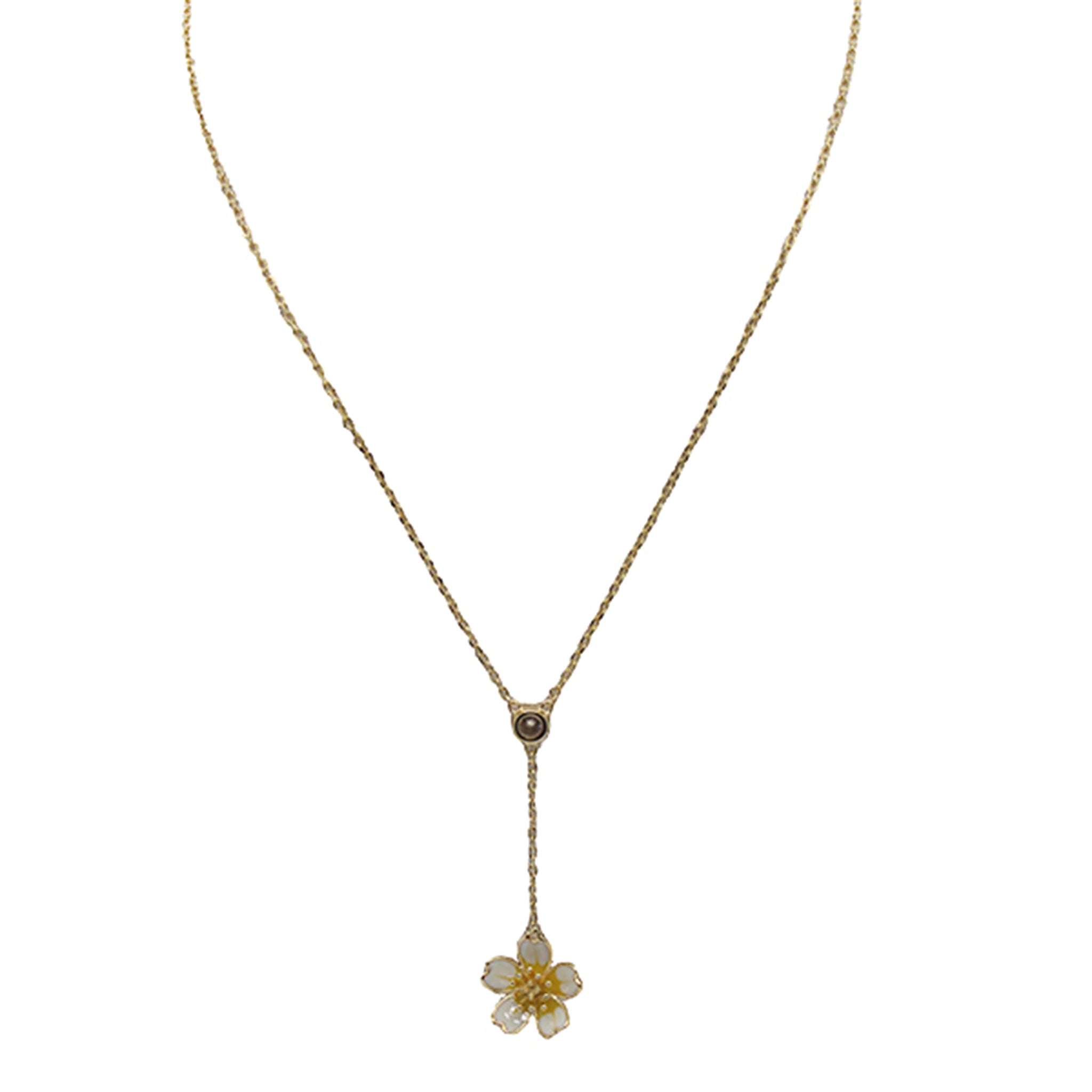 S925 Silver Fashion Flower Y‑Shape Tassel Collarbone Necklace