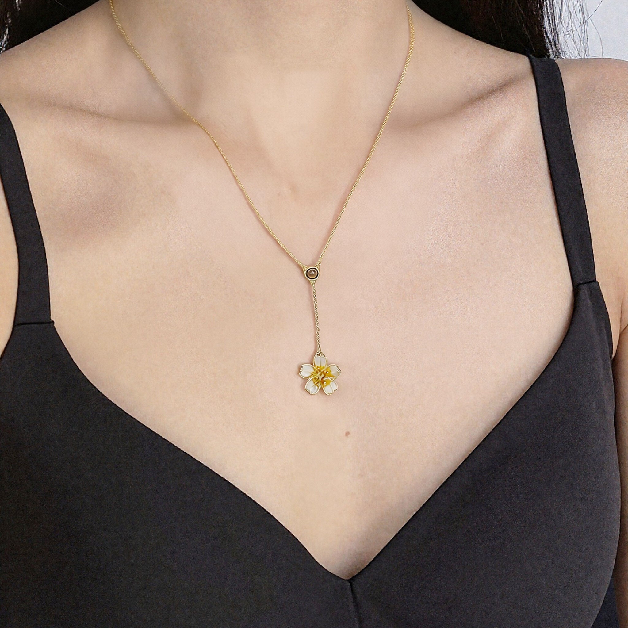 S925 Silver Fashion Flower Y‑Shape Tassel Collarbone Necklace